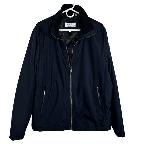 Calvin Klein Men's Classic Midweight Stand Collar Jacket Coat Size Medium Navy - Picture 1 of 11